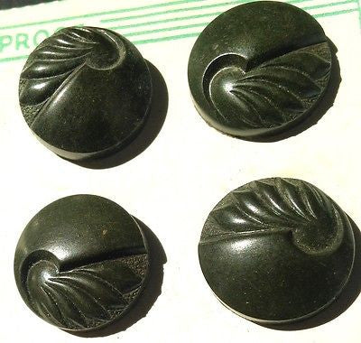 12 Dark Racing Green 2.2 or 1.8cm Bakelite VERY Deco buttons - Made in England