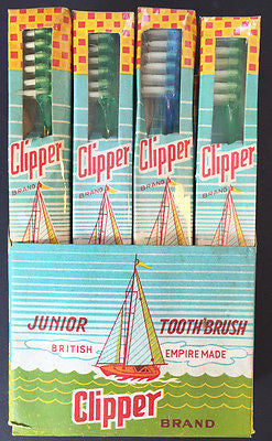 Vintage EMPIRE MADE Junior CLIPPER TOOTHBRUSH MINT in Original Box