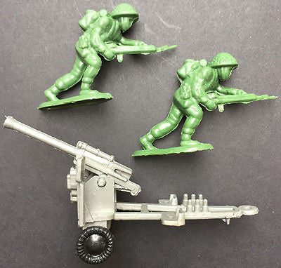 1970s in ORIGINAL PKT- 2 Toy Soldiers & Field Gun
