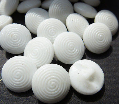 6 Vintage White Glass SWIRL 13mm Buttons