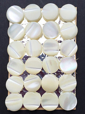 7mm Shimmery Vintage Japanese Mother of Pearl Buttons - 24 on card.