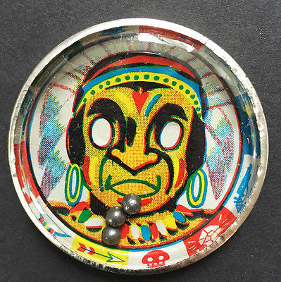 1950s Tin Dexterity Puzzle  Made in JAPAN -  Clown or Indian
