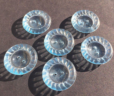 6 Vintage 1.8cm Sparkly Blue Buttons