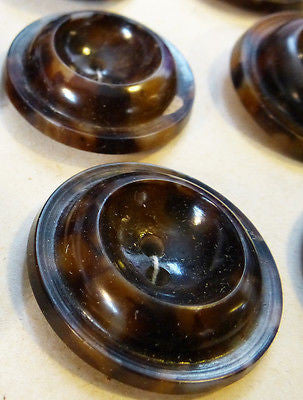 Unusual Vintage Marbled Brown Italian Buttons- 2.2cm - 24 on Card
