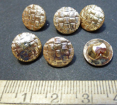 6 Vintage Textured 1cm Gold Buttons Subtle yet Classy