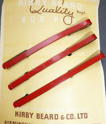 Choice of 5 Colours -1940s Kirby 7cm Enamel Hair Slides on Original Packaging