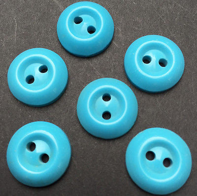 6 Powder Blue 1.6cm Dome Shaped Vintage Buttons