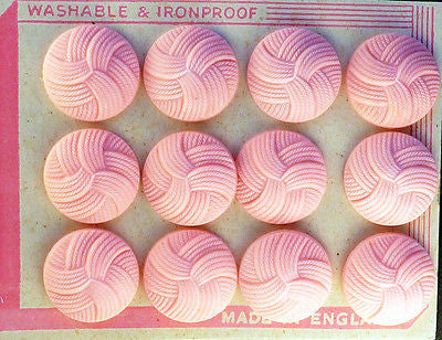 Catalin PINK Interlocking Thread Buttons -2.2cm, 1.6cm or 1.4cm - 12 on Display Card