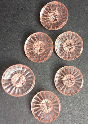 6 Gorgeous Vintage Pink Daisy Glass Buttons 1.5cm