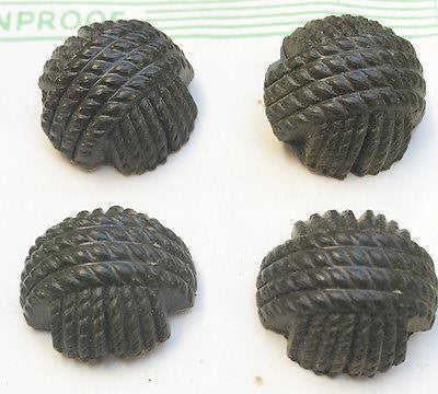 12 Racing Green 1940s Bakelite Woven Thread Buttons -3 sizes