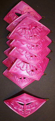 Wholesale Package 12 Bright Pink 1960s Butterfly Hair Grips