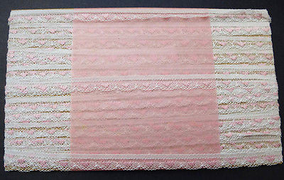 12 Yds Delicate Vintage 1cm Pink & White Lace Trim
