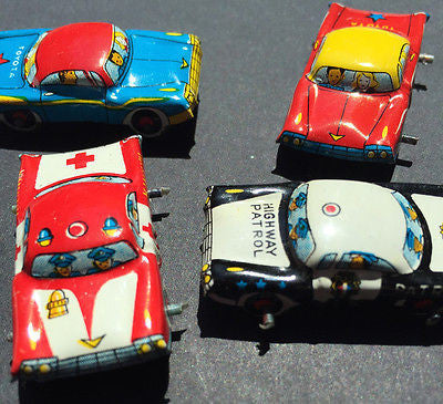 Set of 4 Japanese 1960s TIN CARS 35mm long