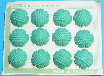 Choice of 3 Sizes - 1940s Pistachio Green Catalin Buttons -12 on English Card