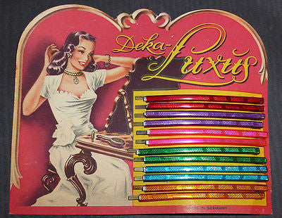 Glorious Burlesque Display Card of 1940s Hairpins Made in Germany