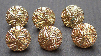 6 Vintage Star and Waves 1.3cm Glass Buttons