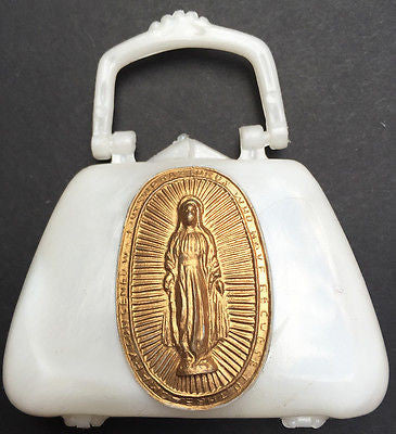 6cm Handbag shaped Rosary Bead Holder... with Our Lady on the Front