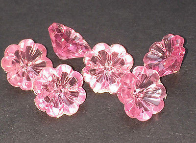 Gorgeous Vintage 12mm Sparkly Pink Flower Buttons or Beads - 6, 10 or 20.