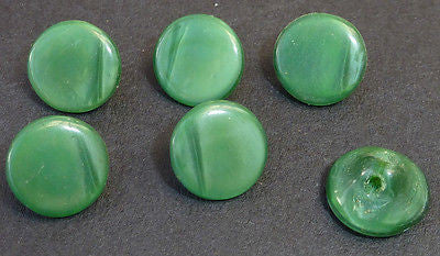 6 Vintage 8mm Dark Green Glass Buttons