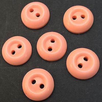 6 Pink 1.6cm Dome Shaped Vintage Buttons