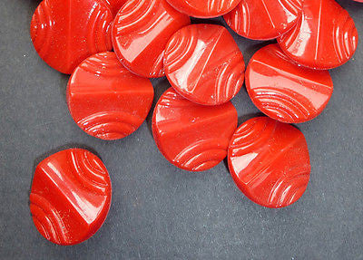 1 Gross -144 -  Vintage Red Deco 1.8cm Glass Buttons
