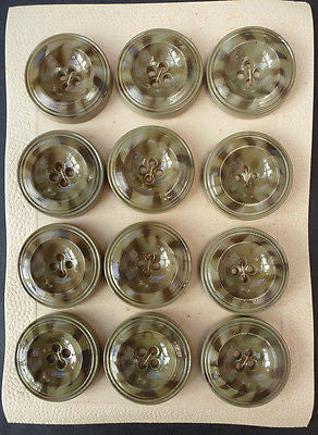 BIG 3. 2cm Vintage Tortoiseshell Buttons -12 on Card