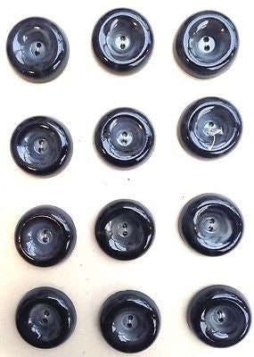 12 Vintage Big 2.7cm Black/Grey Doughnut Buttons