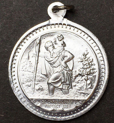 Essential St Christopher Medallion with 1940s Car - German - 2cm - Aluminium