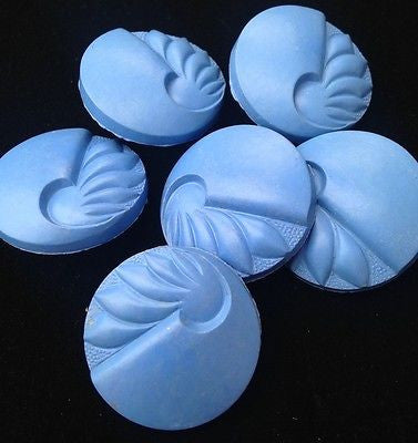 6 English 1940s Blue 1.8cm Catalin VERY Deco Buttons