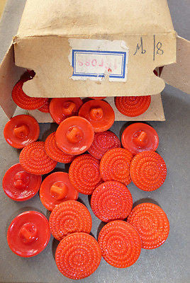 1 Gross -144 -Vintage Red Coiled Rope Glass Buttons