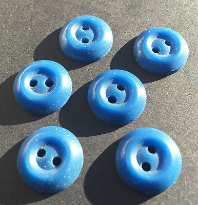 6 Teal Blue 1.6cm Dome Shaped Vintage Buttons