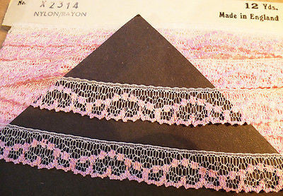 12yds Vintage Flirty 1.5cm Lacy Pink Trim Made in England
