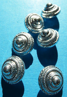 Subtle yet Special.. 12mm Vintage Silver Cone Buttons - 6 of them