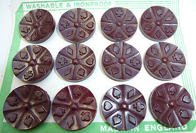 ACE Vintage Bakelite Playing Card Buttons - Made in England - Choice of Colours