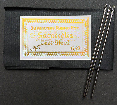 25 STRONG 7cm Needles "CAST STEEL SUPERFINE ROUND EYD Sacneedles"