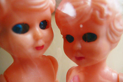 Vintage 1970s Twin Pack MINI DOLLS with "Sleeping Eyes"... 11.5cm Tall