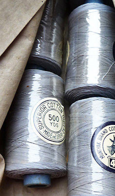 12 Spools - 500yds each - Vintage Brown, Grey or Black Cotton Sewing Thread