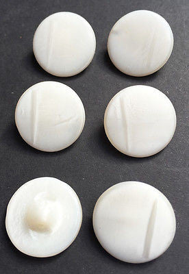 6 Vintage 2cm White Czech Glass Buttons