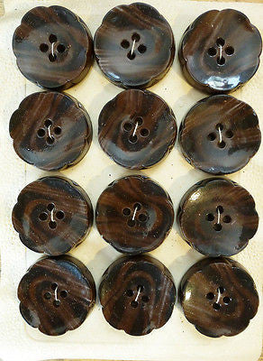 12 BIG 3.2cm Vintage Wood Effect Buttons