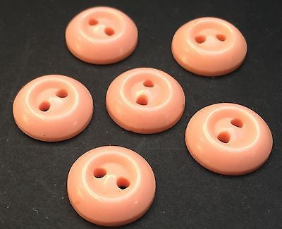 6 Pink 1.6cm Dome Shaped Vintage Buttons
