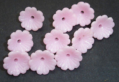 10 Pretty Pink Vintage Flower Buttons / Beads- 8mm tall, 12mm wide