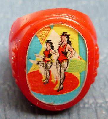 1960s RISQUE Lenticular Rings Can Can Burlesque