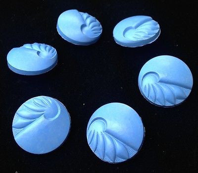 6 English 1940s Blue 1.8cm Catalin VERY Deco Buttons