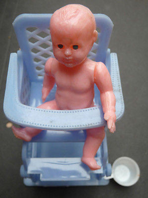 Wonderful Vintage Boxed Italian Moveable Doll, High Chair & Potty