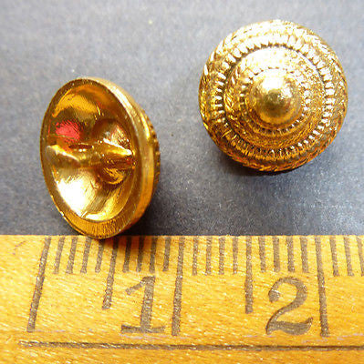 Rather Splendid Vintage 12mm Gold Tone Cone Shaped Metal  Buttons x 6