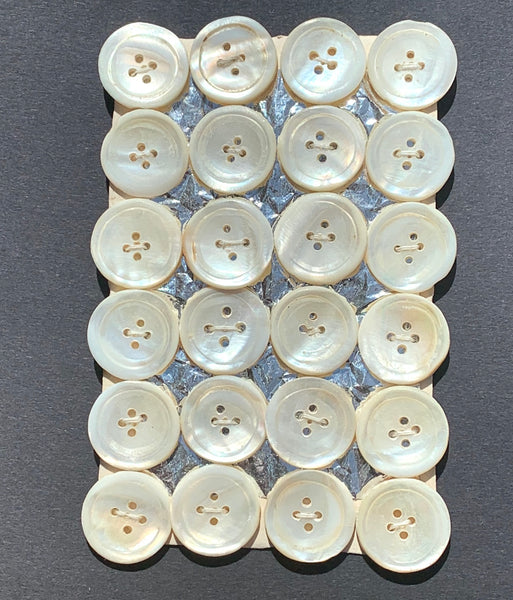 24 Big 2cm+ Vintage 1930s/40s Hand Cut Mother of Pearl Buttons