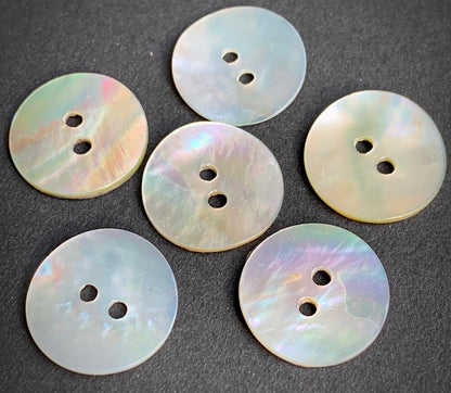 6 Lovely Iridescent Vintage 1.8cm Hand Cut Mother of Pearl Buttons
