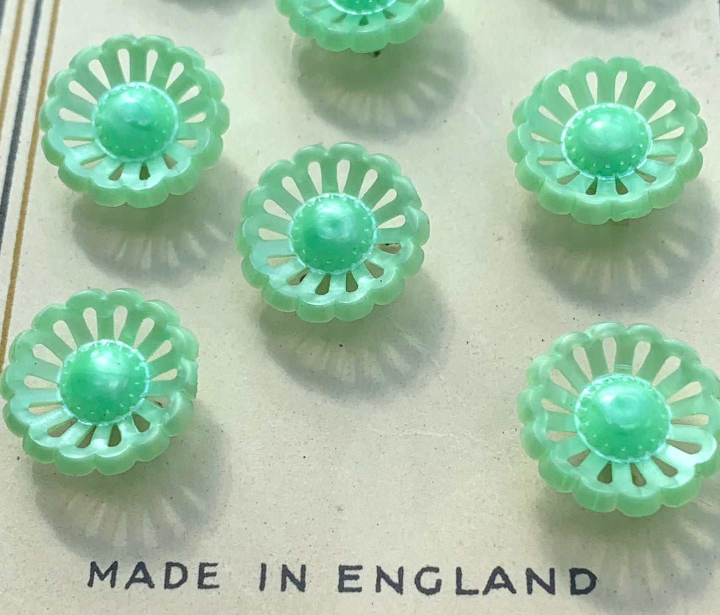 8 Delicate Pastel 1940s Flower Buttons 12mm wide Made in England