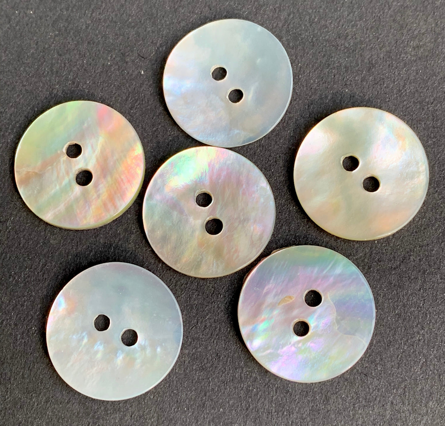 6 Lovely Iridescent Vintage 1.8cm Hand Cut Mother of Pearl Buttons