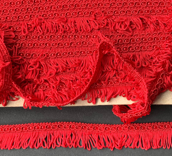 1m of Vintage Red Made in England 1.8cm Red Fringing Trim